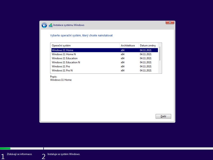 Výber inštalácie Windows 11